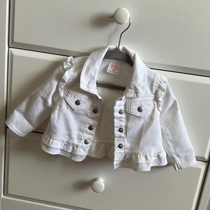 3-6 month white jean jacket EUC